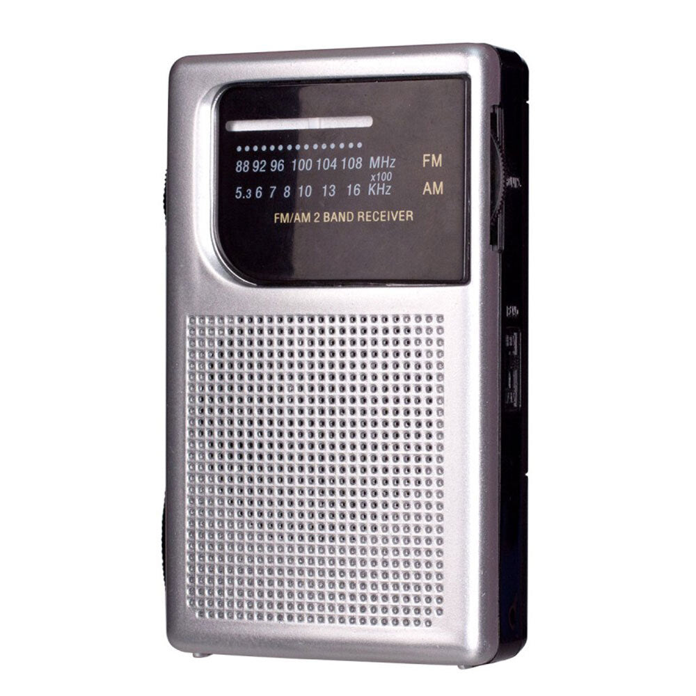 Laser Pocket Travel Portable AM/FM Radio w/Strap/3.5mm Audio Jack/Speaker Silver — image 3