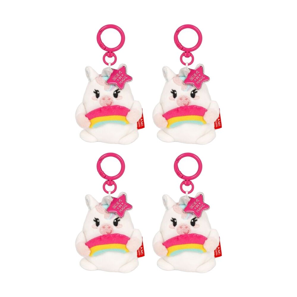 Legami Plush Keyring Unicorn w/Metal Ring Super Soft Kids Bag Charm/Toy 3y+ (4 Pack)