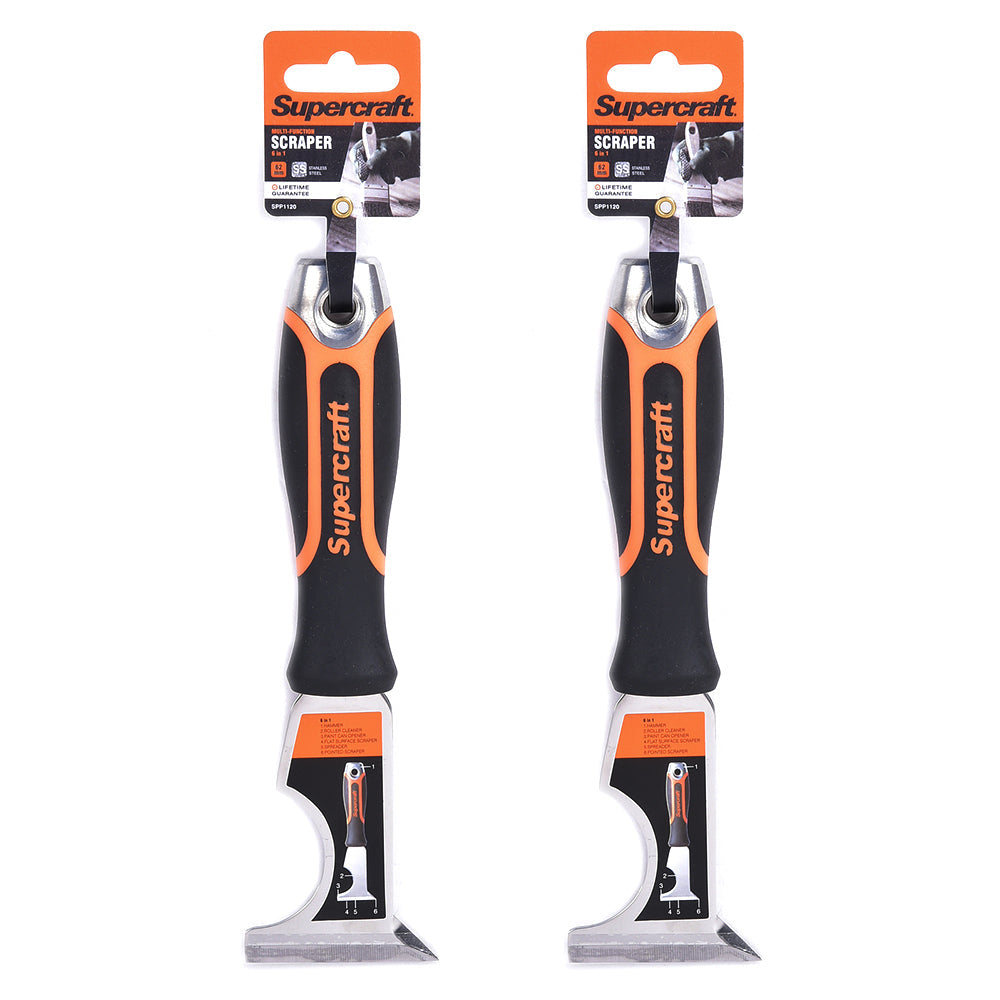 Supercraft 6 In 1 Filler Scraper Multi-Function DIY Home Repair Tool 62mm (2 Pack)