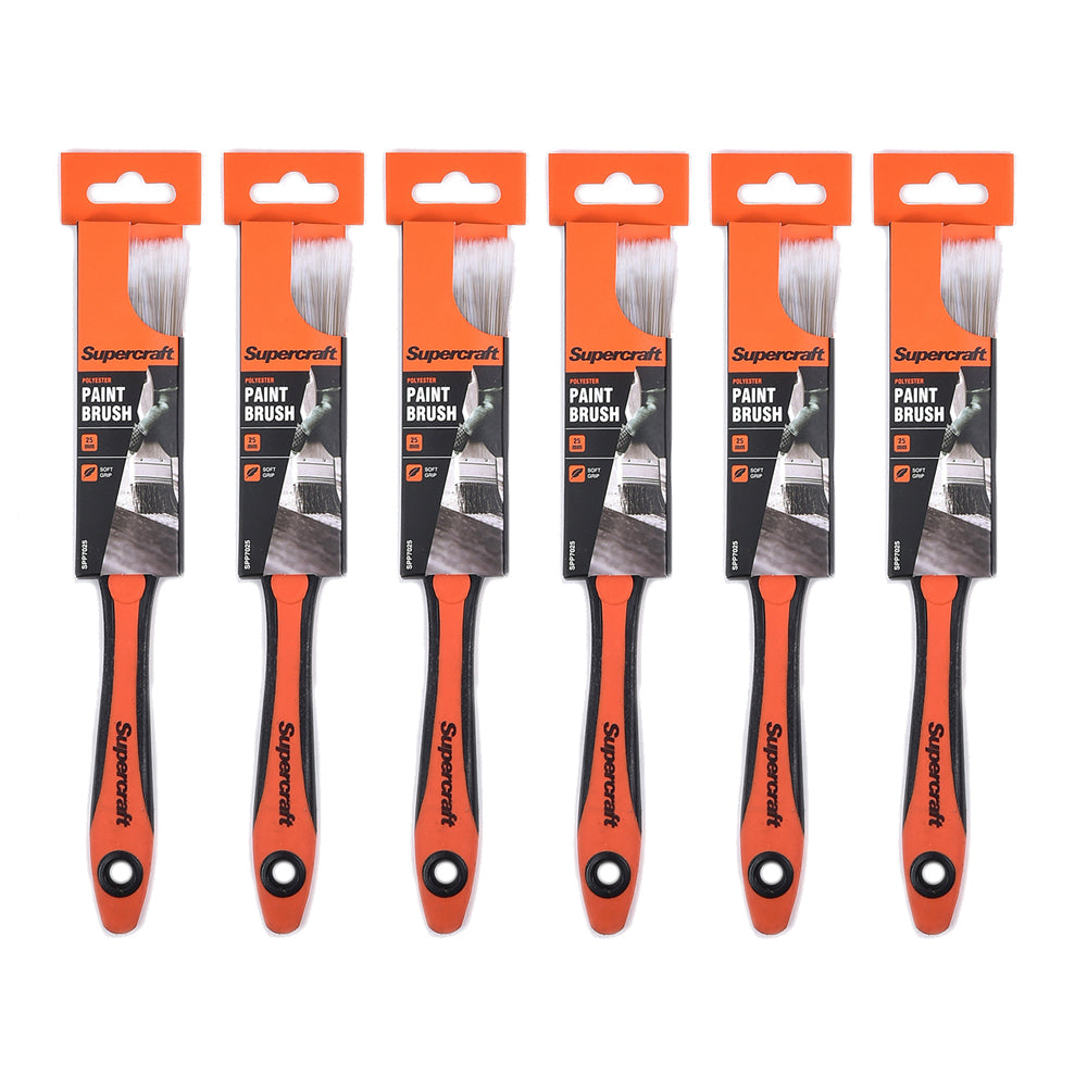 Supercraft House Paint Brush With Soft Grip 25mm Synthetic Home Improvement (6 Pack)