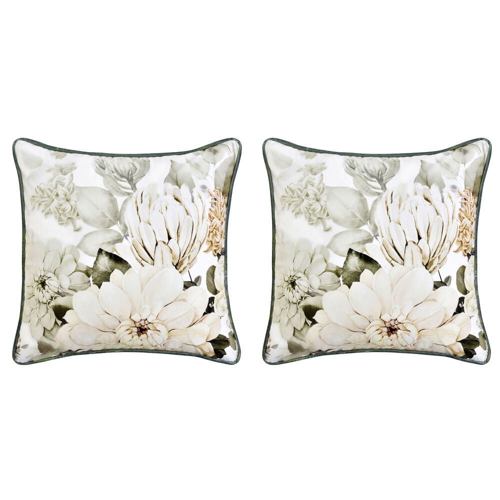 Bianca Giselle 43x43cm Polyester Velvet Cushion Throw Pillow Square White (2 Pack)
