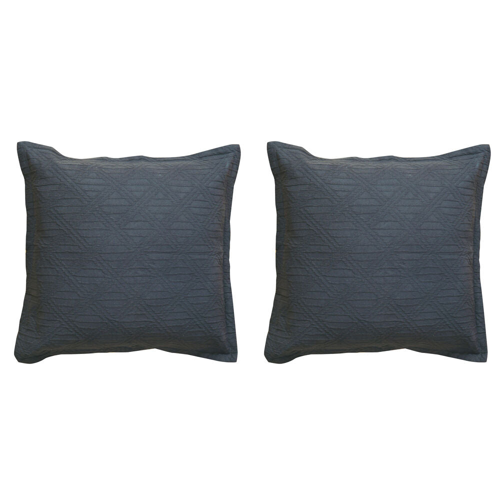 Bianca Hallston Pre-Washed Cotton Decorative 43x43cm Throw Pillow Charcoal (2 Pack)