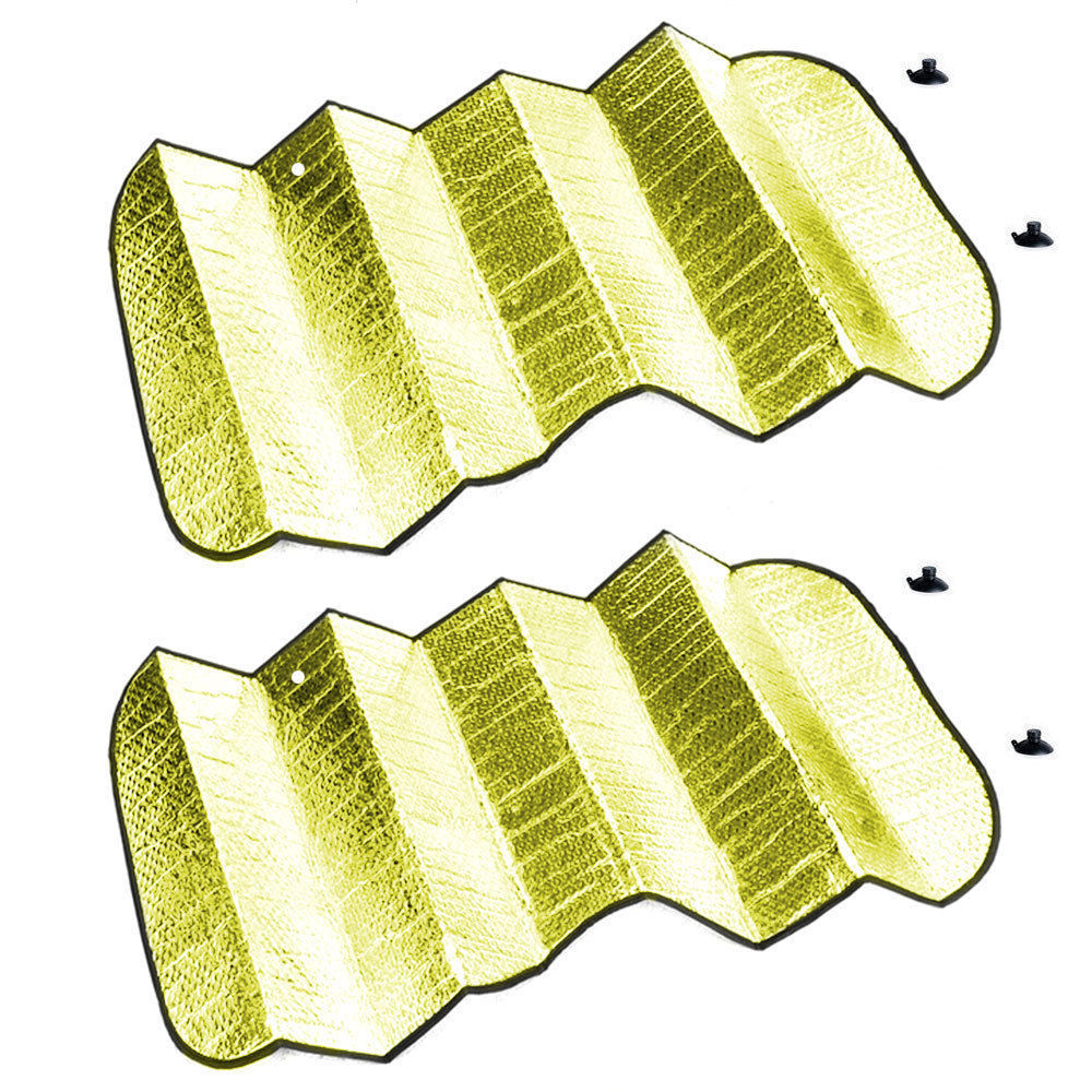 Car Windscreen Sun Visor Reflective Shade/Interior Windshield Gold/Silver (2 Pack)