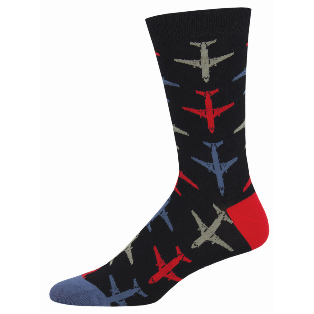 Socksmith Mens Novelty Wear Trendy Comfort Socks Bamboo Airplanes One Size (2 Pack)