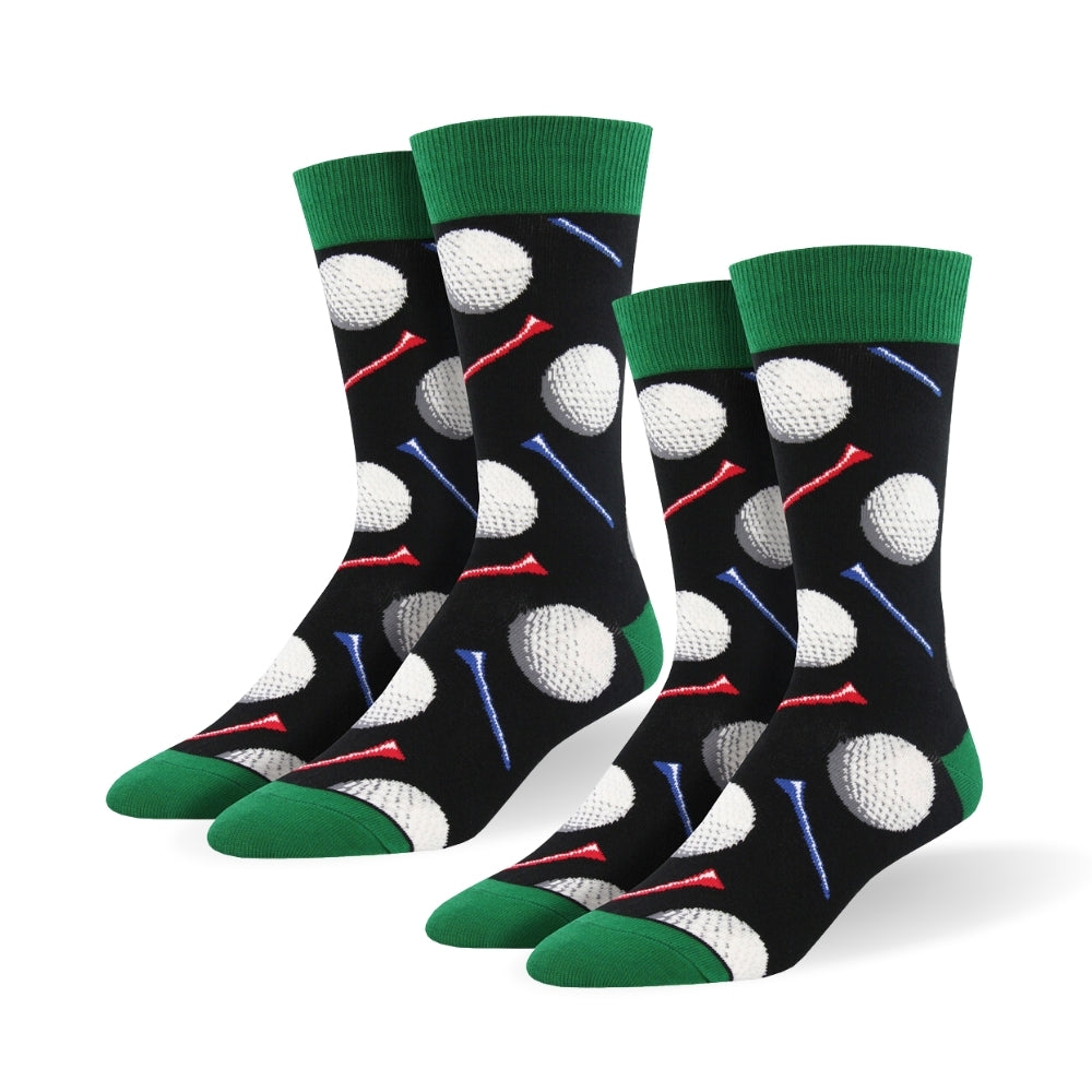 Socksmith Mens Novelty Wear Trendy Comfort Socks Tee It Up Black One Size (2 Pack)