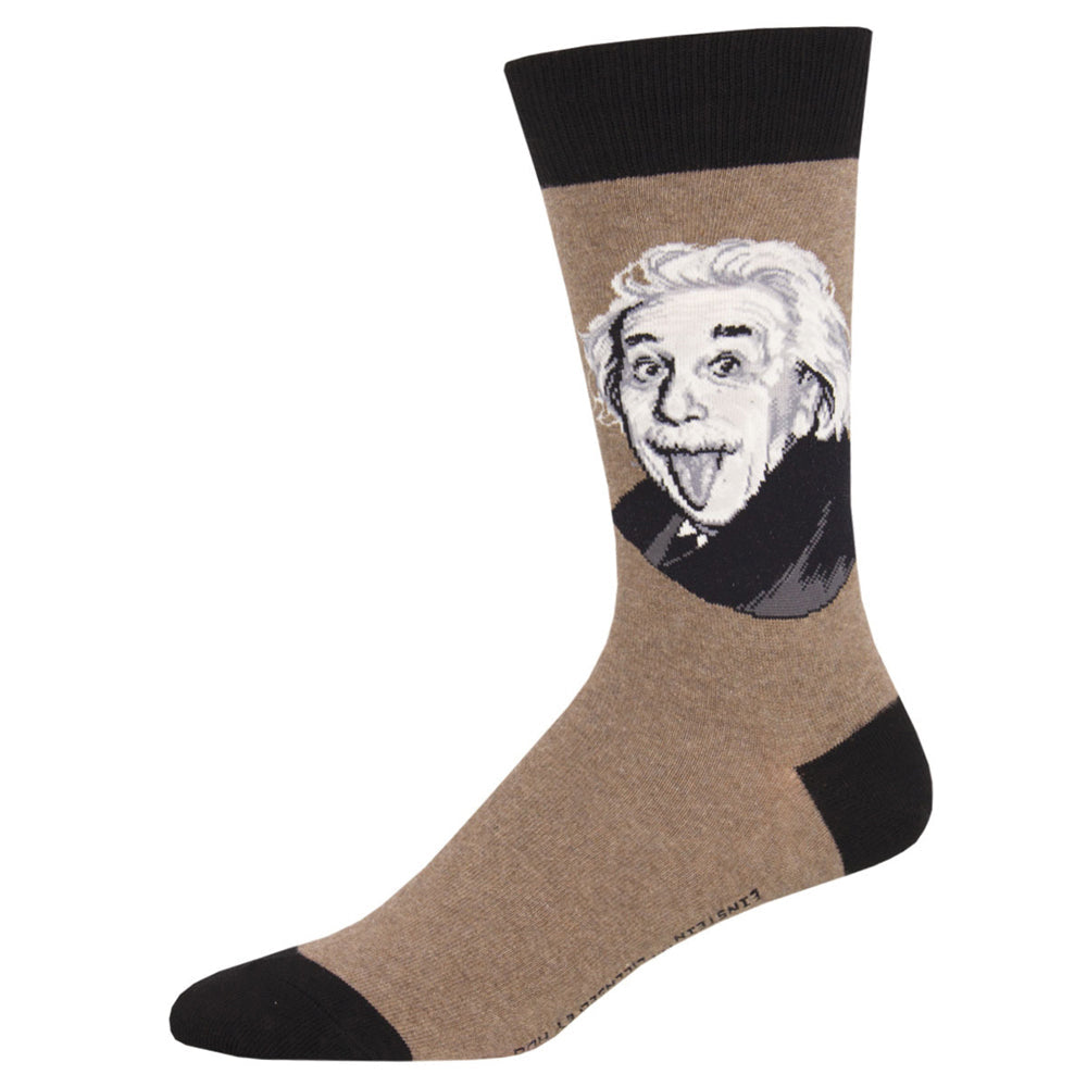 Socksmith Mens Novelty Trendy Comfort Socks Einstein Portrait Brown One Size