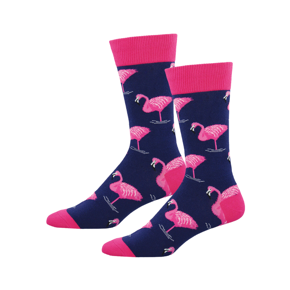 Socksmith Mens Novelty Casual Wear Comfort Socks Flamingo Navy One Size (2 Pack)
