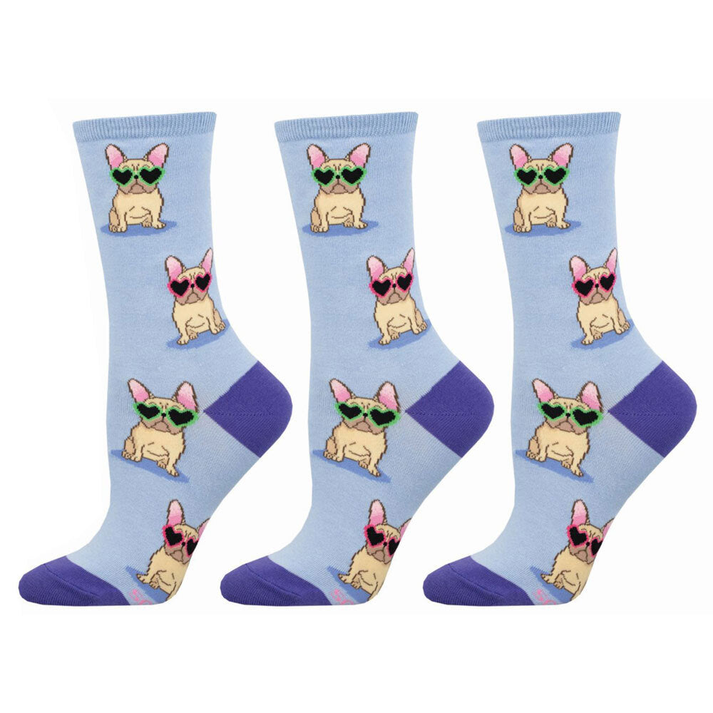 Socksmith Ladies Novelty Fashionable Trendy Socks Frenchie Fashion One Size (3 Pack)