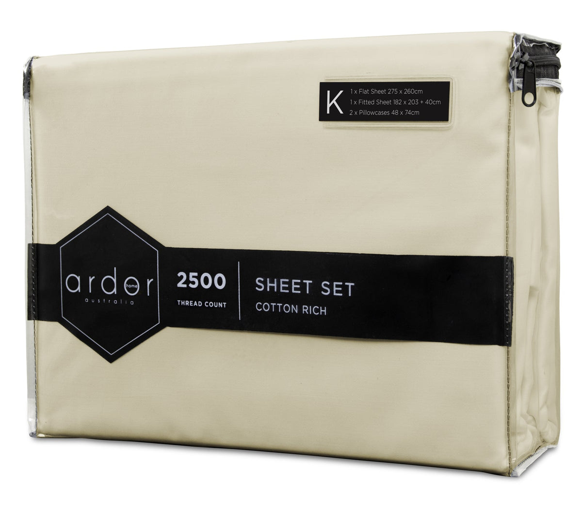 Ardor 2500TC Cotton Rich King Bed Size Fitted Sheet Set w/ 2x Pillowcases Linen — image 3