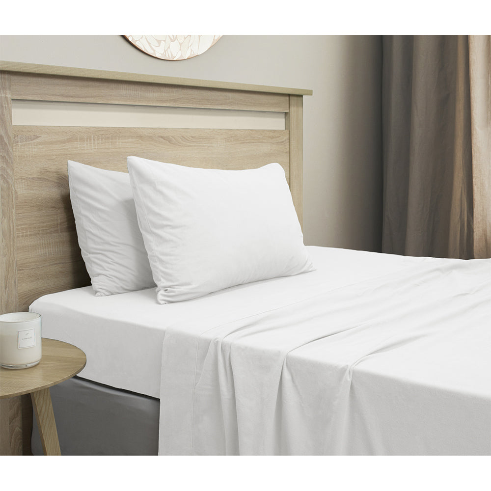 Ardor Boudior King Bed Micro Flannel Material Pillowcase Fitted Sheet Set White