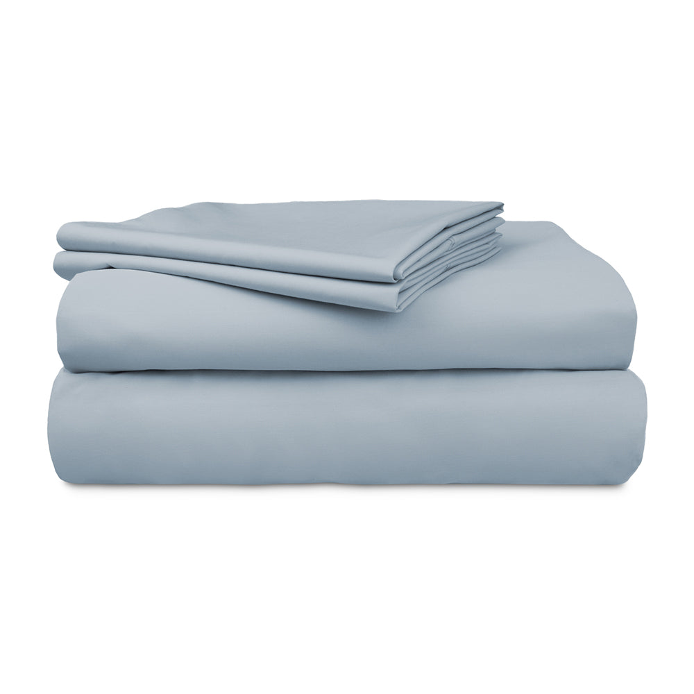 Algodon Double Bed Fitted Sheet Set w/ Pillowcases 300TC Cotton Faded Denim — image 2