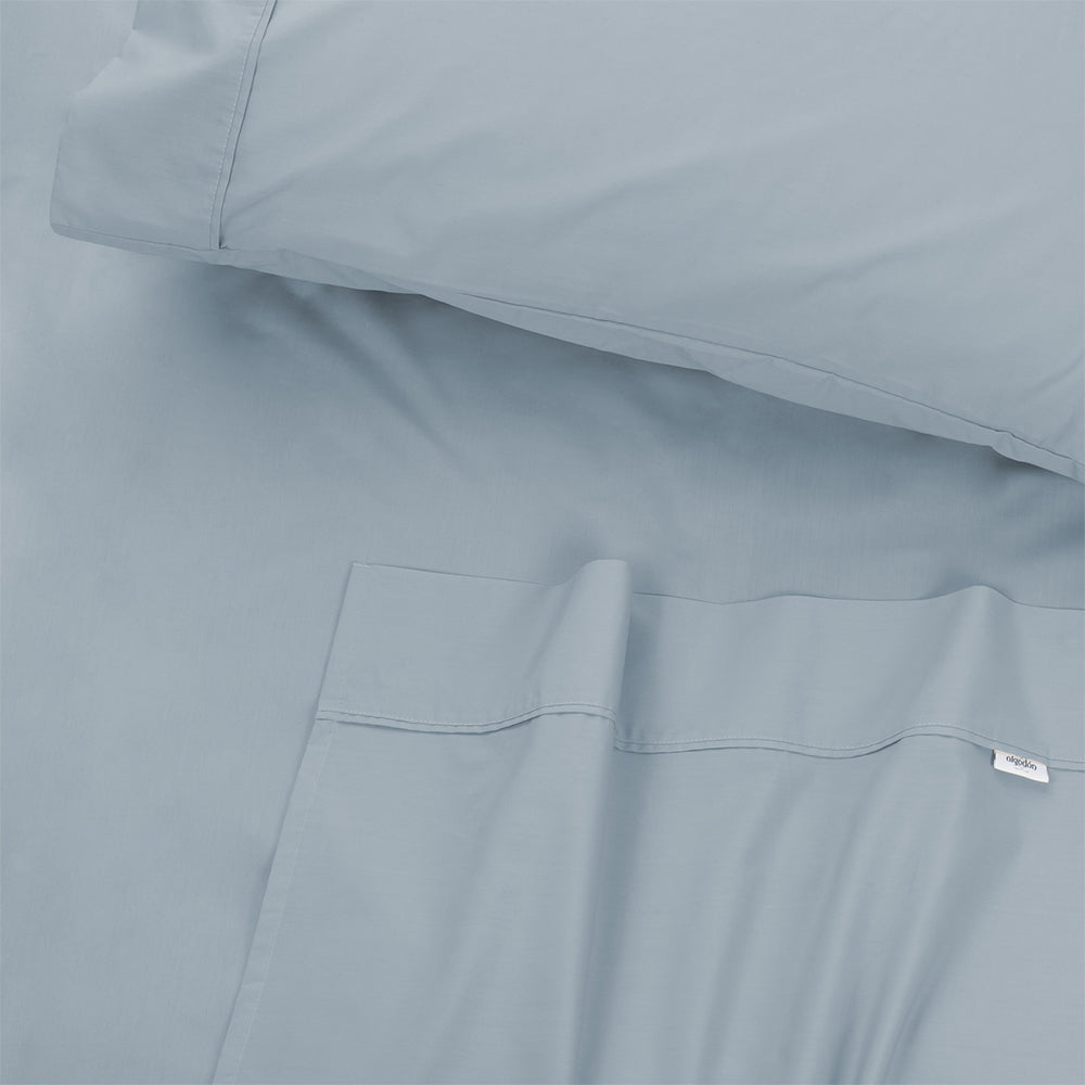Algodon Double Bed Fitted Sheet Set w/ Pillowcases 300TC Cotton Faded Denim — image 4