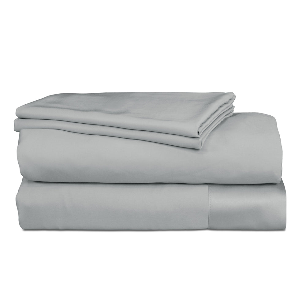 Algodon Bamboo King Bed Fitted Sheet w/ 2x Pillowcases Home Bedding Set Silver — image 4