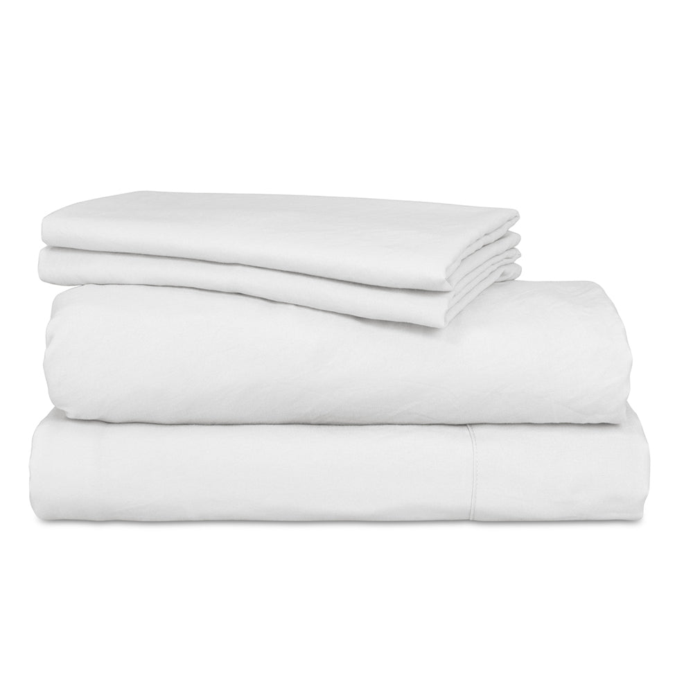 Ardor Boudoir Vintage Washed Single Bed Fitted Sheet w/ Pillowcase Set White