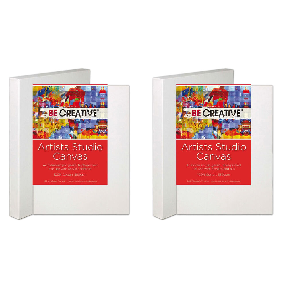 BE Creative Deep Edge Stretched 100% Cotton Canvas 20x40in 508 x 1016mm (2 Pack)