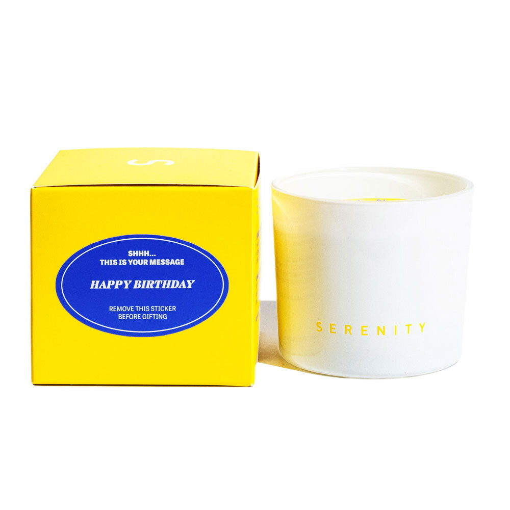 Serenity Hidden Message Happy Birthday Candle - Apricot & Peach Tea 250g — image 2