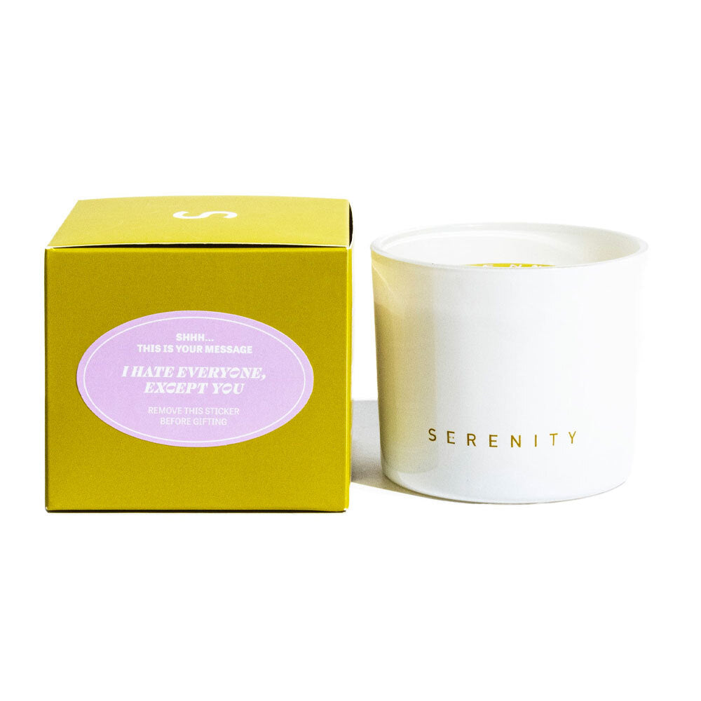 Serenity 250g I Hate Everyone Hidden Message Candle - Waterlily & Moss — image 2