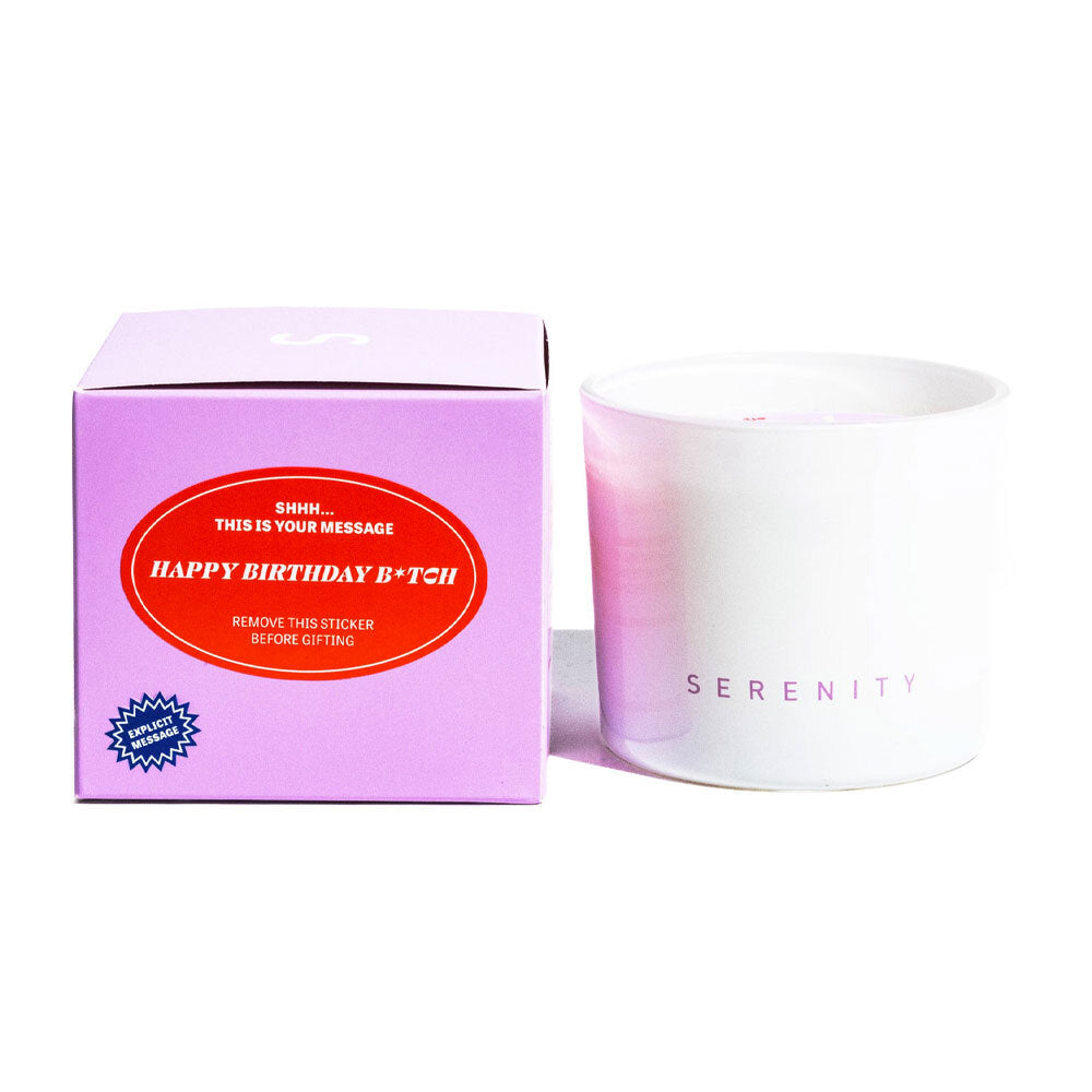 Serenity Hidden Msg Happy Birthday B*tch Candle - Plum & Boysenberry 250g — image 2