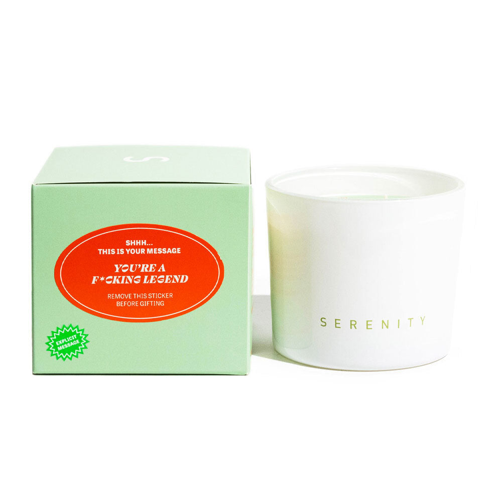 Serenity 250g F*cking Legend Hidden Msg Candle - Sea Salt & Eucalyptus — image 2