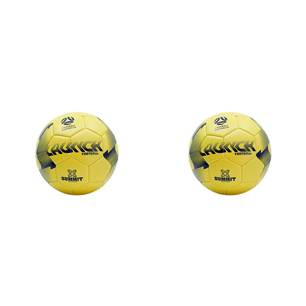 Football Australia Summit Launch Soccer Ball Size 5 - Yellow (2 Pack)