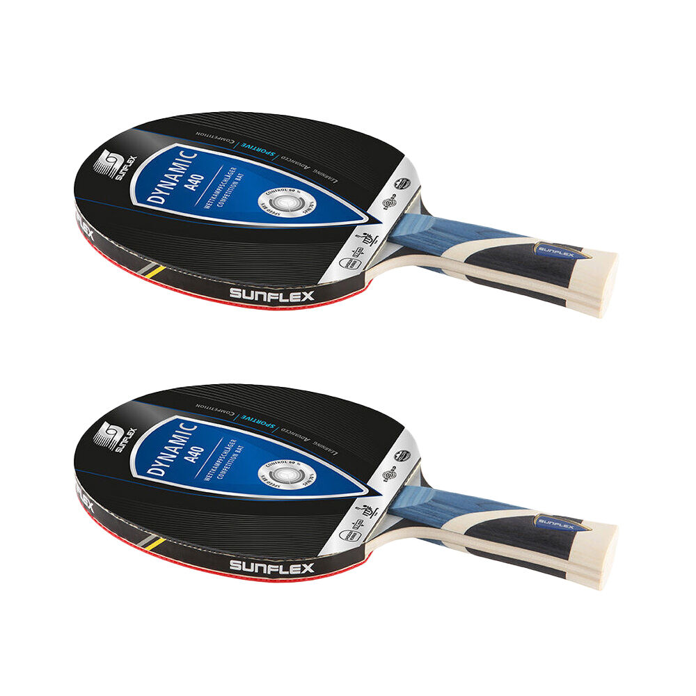 Sunflex Dynamic A40 Competition Table Tennis Bat/Paddle 2.1mm Sponge Pips In (2 Pack)