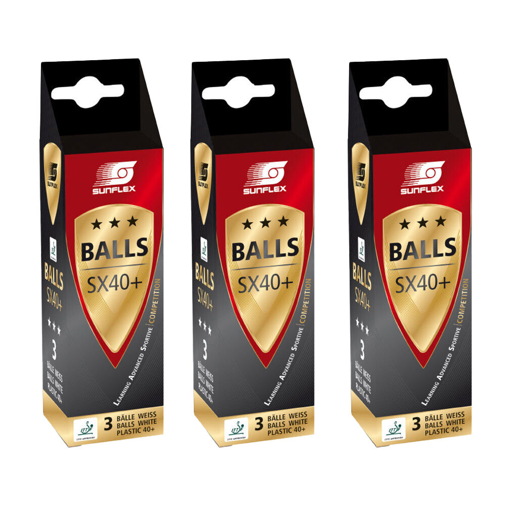Sunflex 3PK Sunflex ITTF Competition Approved 40+ Rating 3 Star Table Tennis Balls (3 Pack)