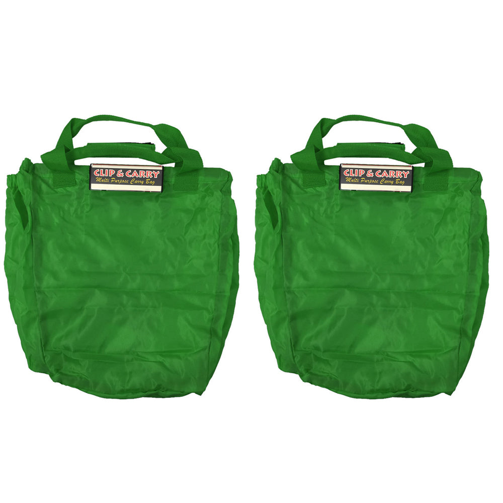 NLZ Multi Purpose Clip + Carry Bag for Shopping Trolley Waterproof Compact Green (2 Pack)