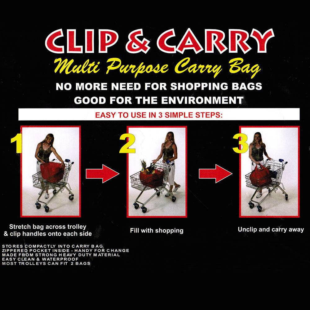 NLZ Multi Purpose Clip + Carry Bag for Shopping Trolley Waterproof Compact Red (4 Pack) — image 5