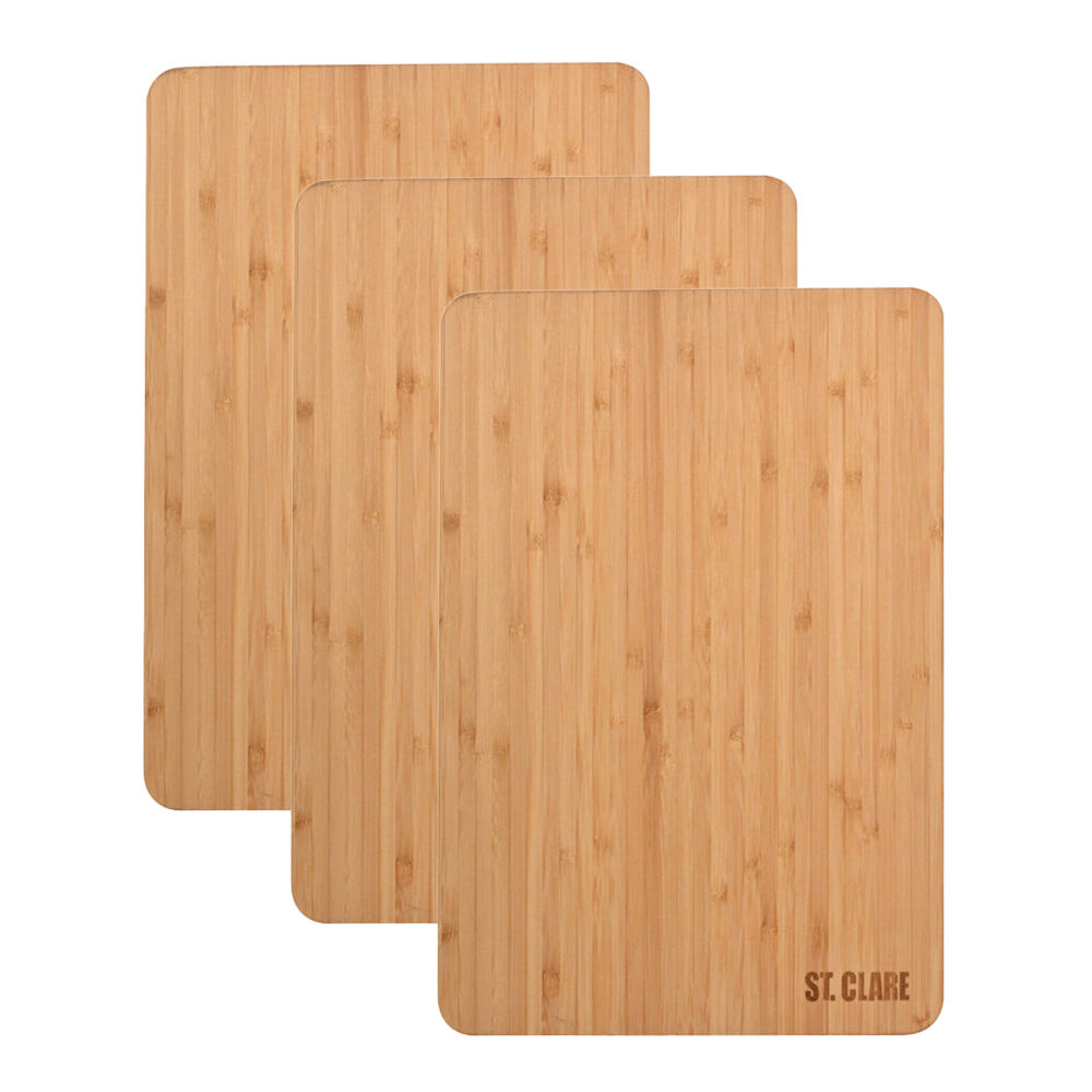 ST. Claire Bamboo Long Grain Chopping Board Rectangular 30x20x1.5cm (3 Pack)