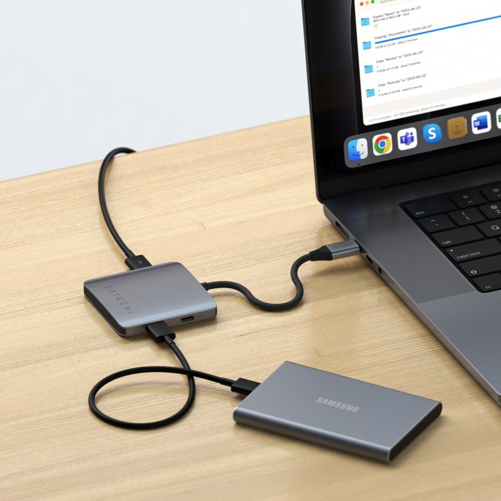 Satechi 4-Port USB-C Hub w/ Power Delivery 100W Travel-Friendly Adapter Grey — image 4