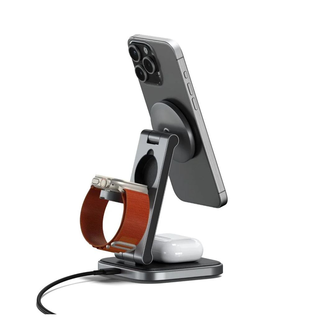 Satechi 3in1 Wireless Charging Stand Qi2 For Apple Watch/iPhone/AirPods BLK — image 3