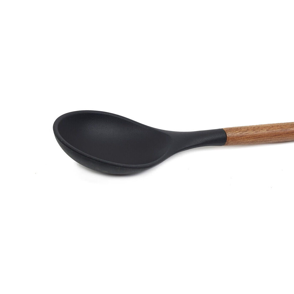 Bialetti St. Clare Black Silicone Solid Spoon w/ Acacia Handle Cookware 31cm (3 Pack) — image 4