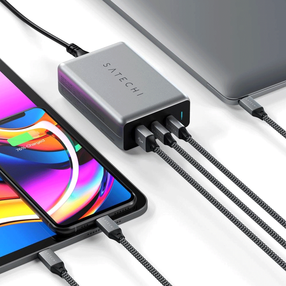 Satechi 100W GaN Compact Charger Dual USB-C Pd/usb-a Port f/ Apple/Android Phone — image 3