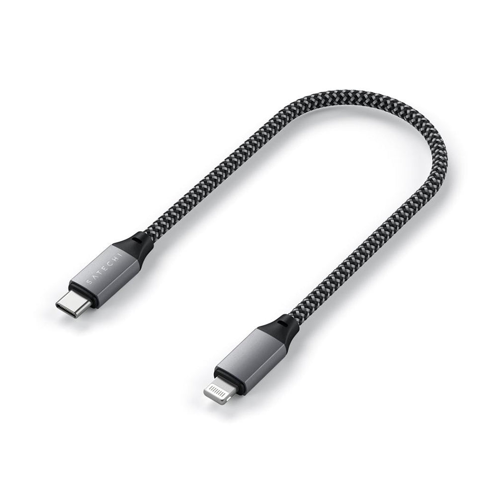 Satechi USB-C/Lightning MFI-Certified 25cm Braided Charging Cable For iPhone GRY — image 3