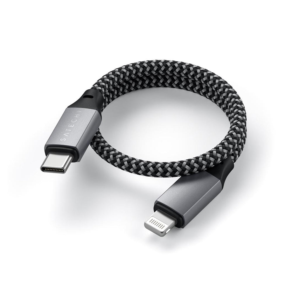 Satechi USB-C/Lightning MFI-Certified 25cm Braided Charging Cable For iPhone GRY — image 2