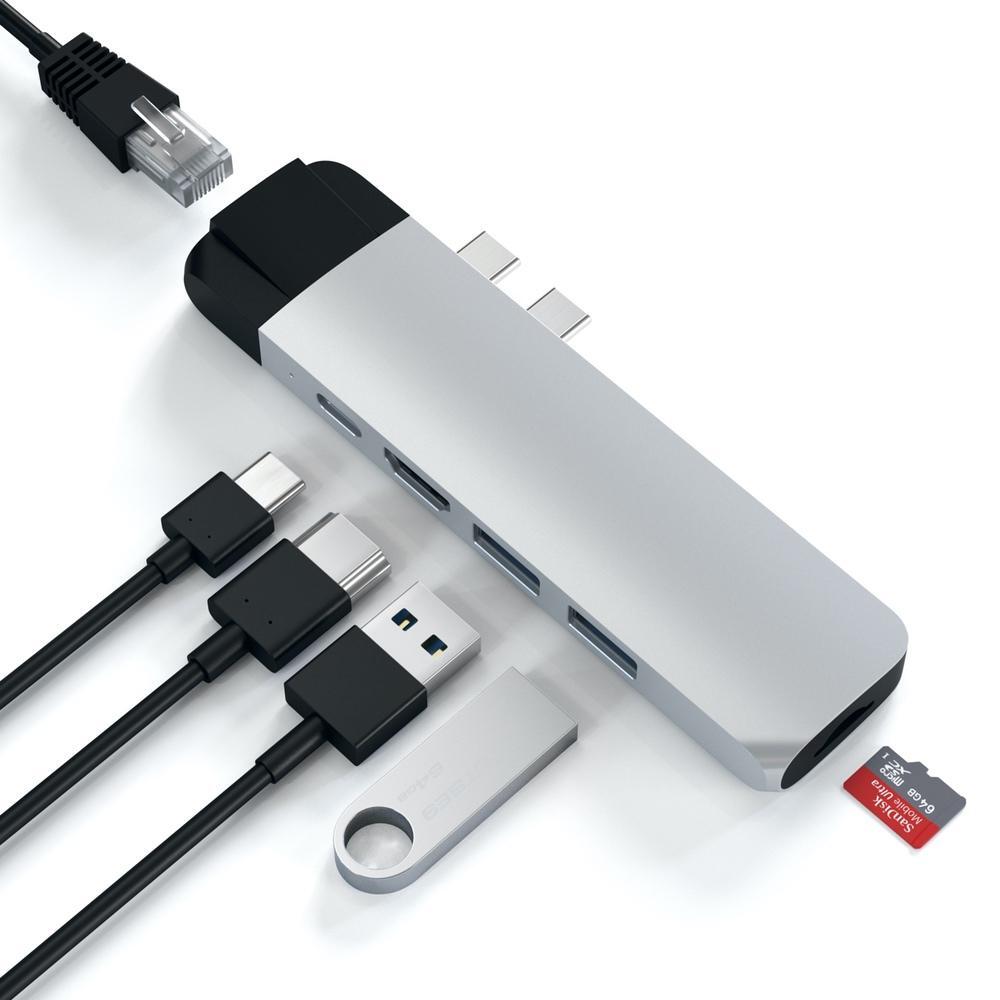 Satechi USB-C Pro Hub w/4K HDMI/USB-A/USB-C/SD/Micro SD/Ethernet Adapter Silver — image 3