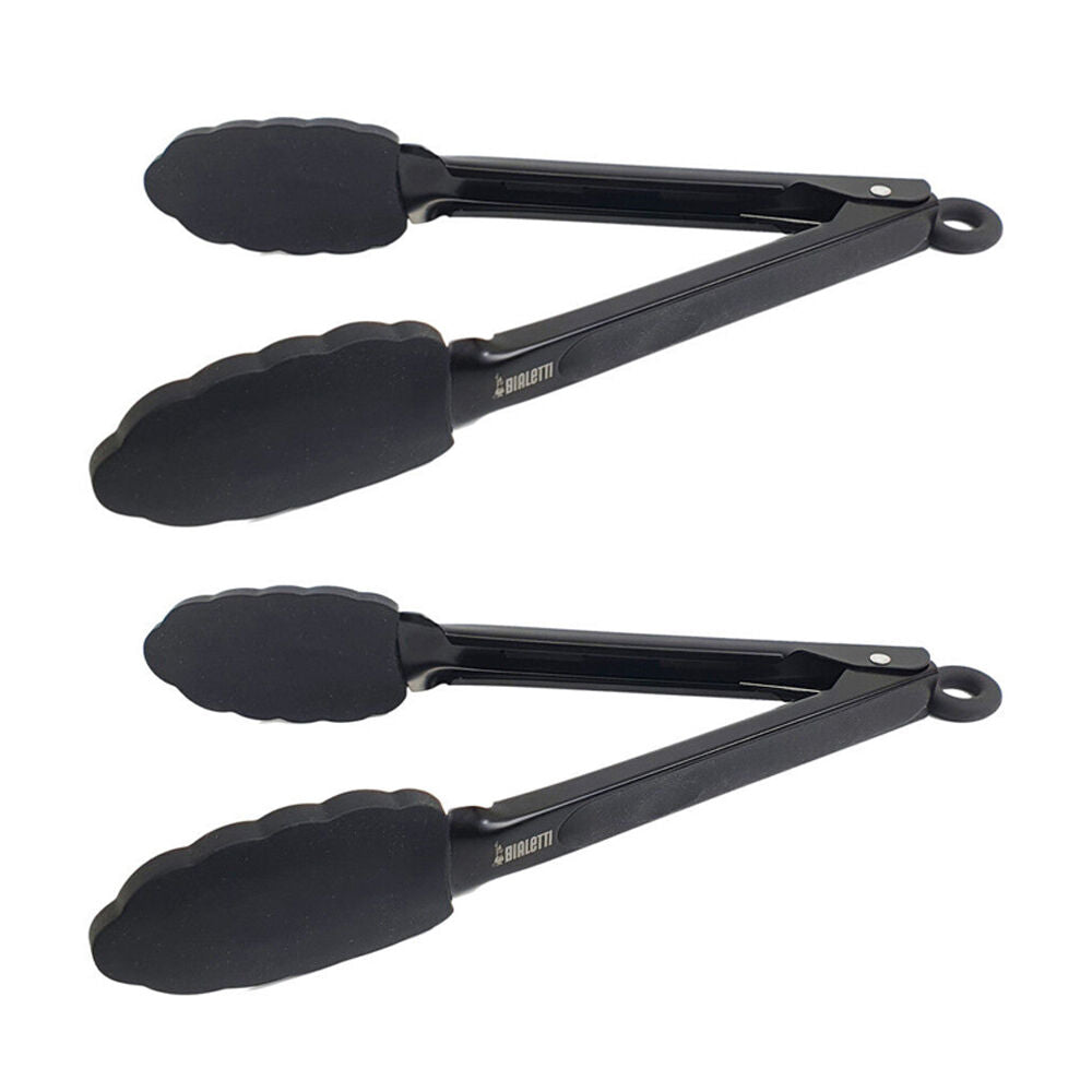 Classica St. Clare Black Silicone & Stainless Steel Tongs 26cm Cookware (2 Pack)
