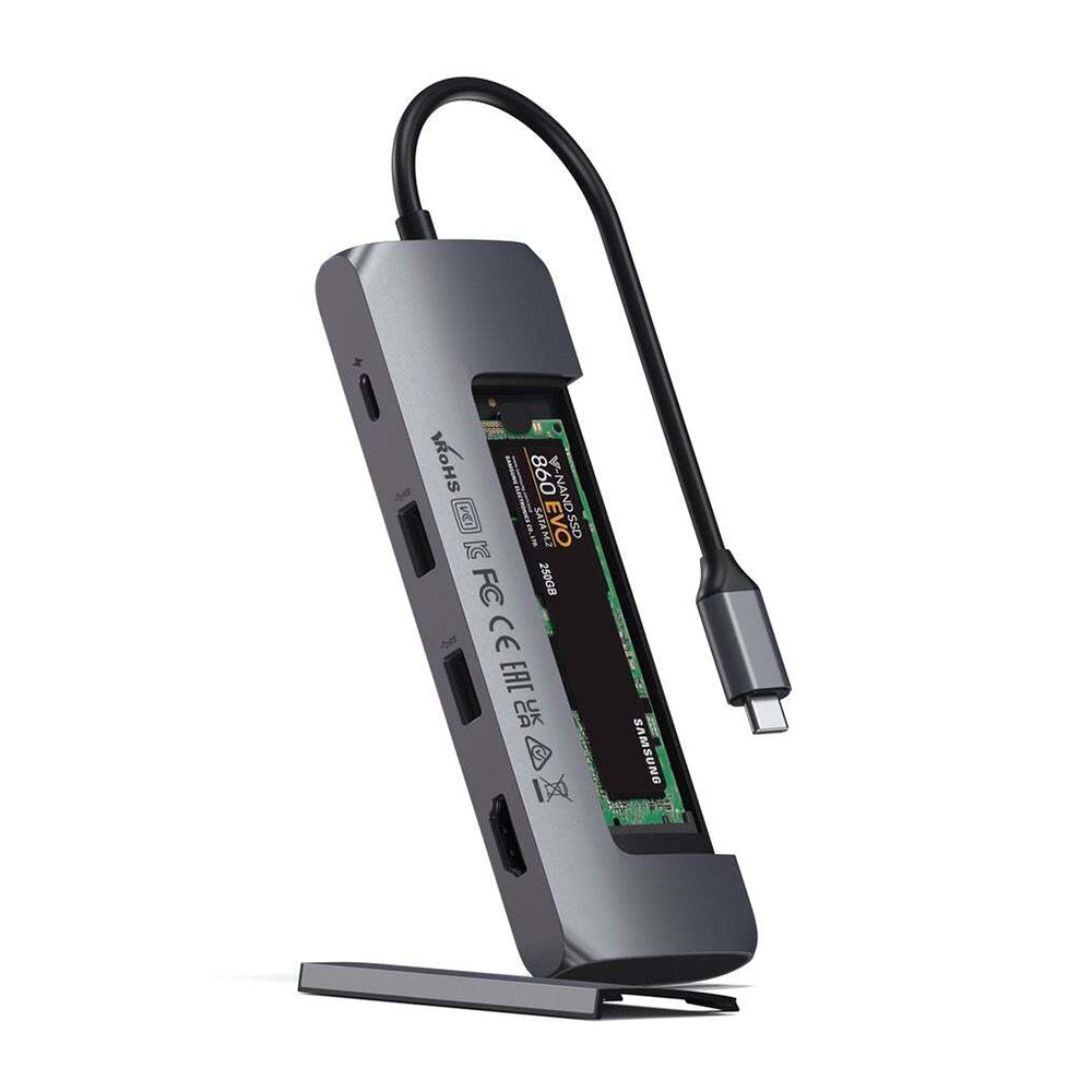 Satechi Hybrid Space Grey USB-C Male To Female Multiport Adapter w/SSD Enclosure — image 3