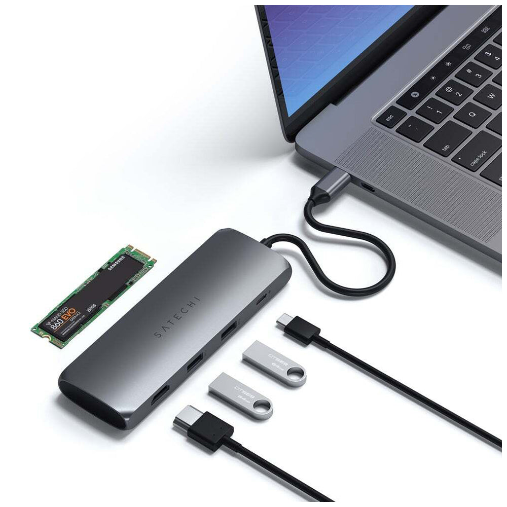 Satechi Hybrid Space Grey USB-C Male To Female Multiport Adapter w/SSD Enclosure — image 4