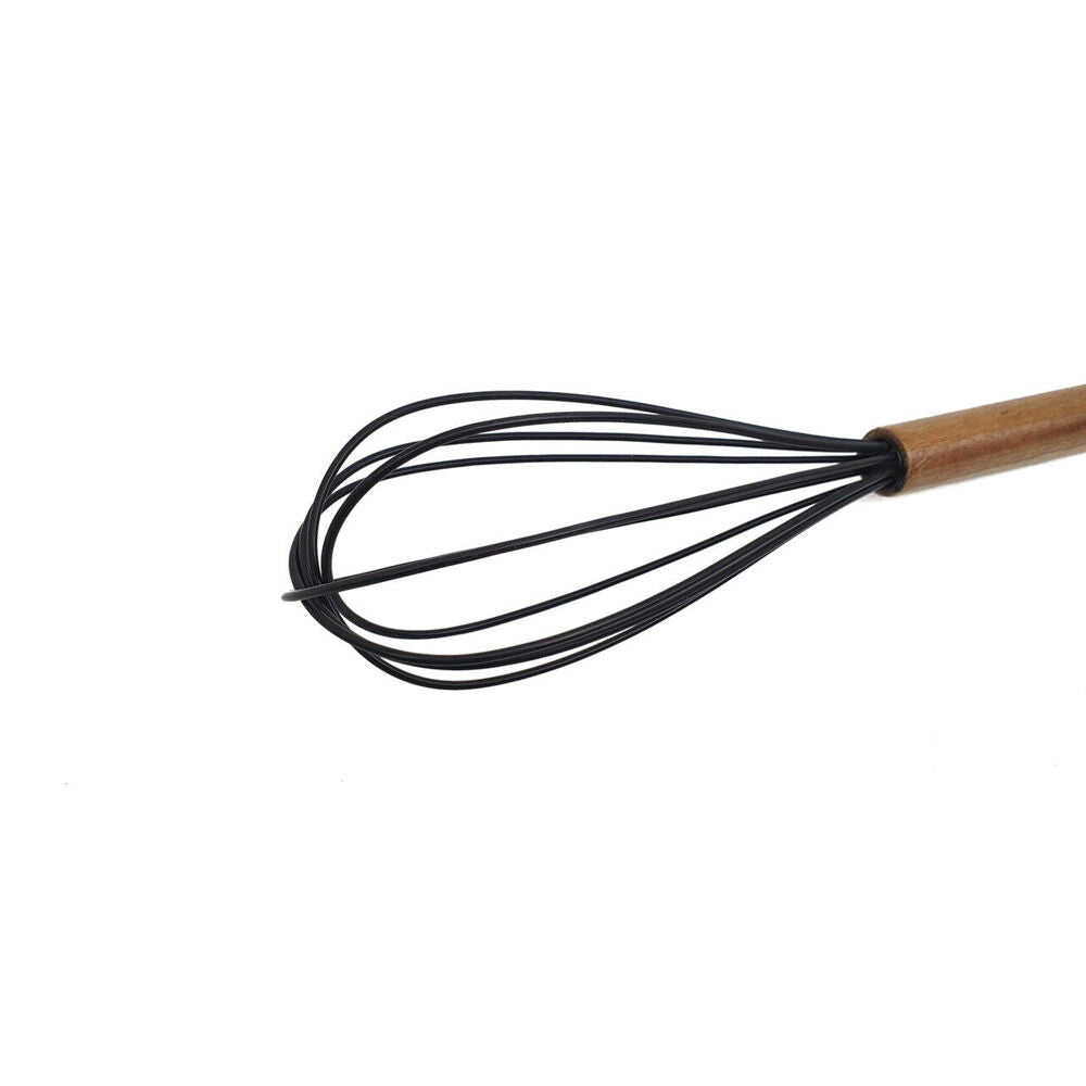 Bialetti St.Clare Silicone Whisk w/ Acacia Handle Egg Beater Utensil Black — image 2