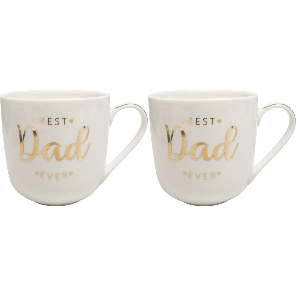 LVD New Bone China Dad Gift Mug Drinking Cup 9.5x5x9.5cm White/Gold (2 Pack)