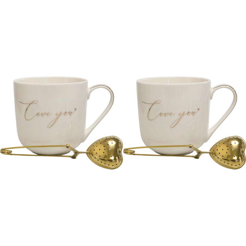 LVD 2pc LVD New Bone China Gift Mug And Diffuser Set 9.5x5x9.5cm Love You (2 Pack)