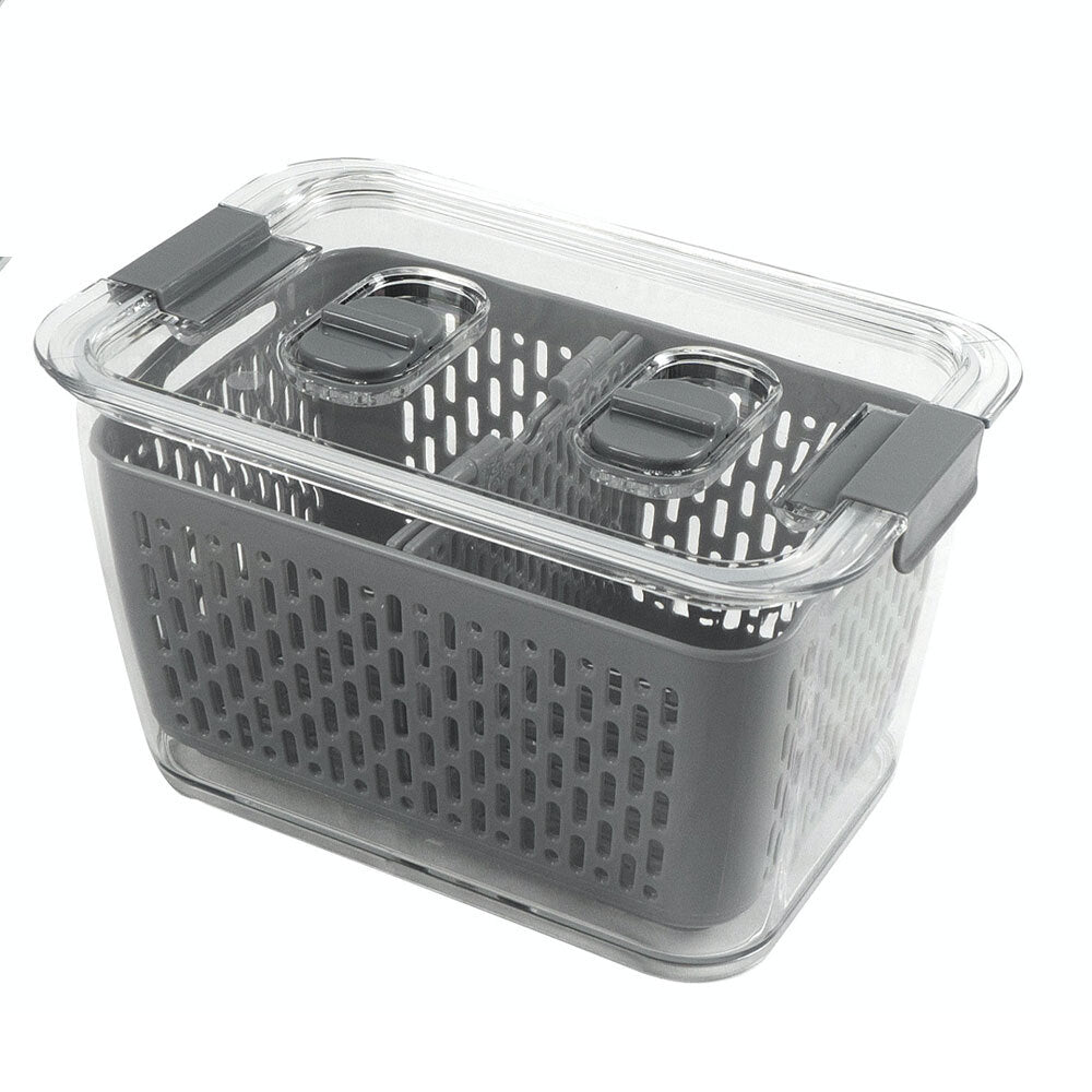 Kemasi Clear Fresh Produce Fridge/Freezer Safe Food Storage W/Divider 19x13cm