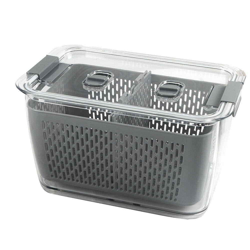Kemasi Clear Fresh Produce Fridge/Freezer Safe Food Storage W/Divider 28x18cm