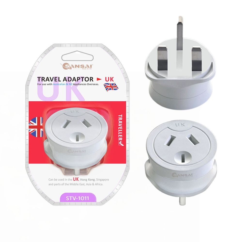 Sansai Travel Power Adapter Outlet AU NZ Socket to UK England Hong Kong Plug WHT — image 3
