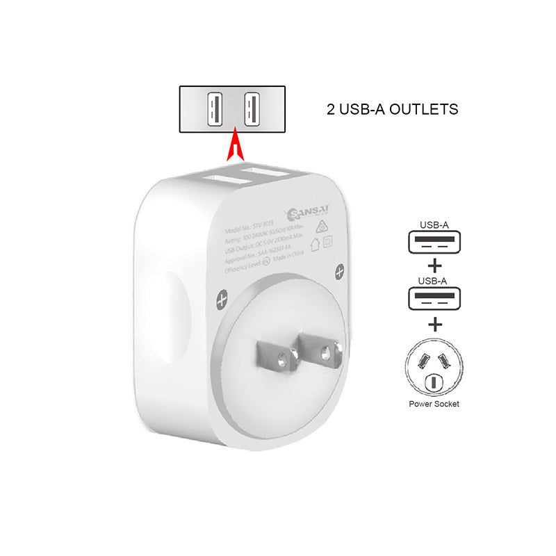 Sansai Surge Protected Travel Adapter w/ 2 x USB Ports - AU/Japan Region — image 3