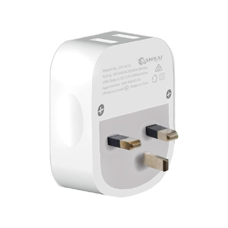 Sansai Surge Protected Travel Adapter with USB-C And USB-A Port AU UK Region
