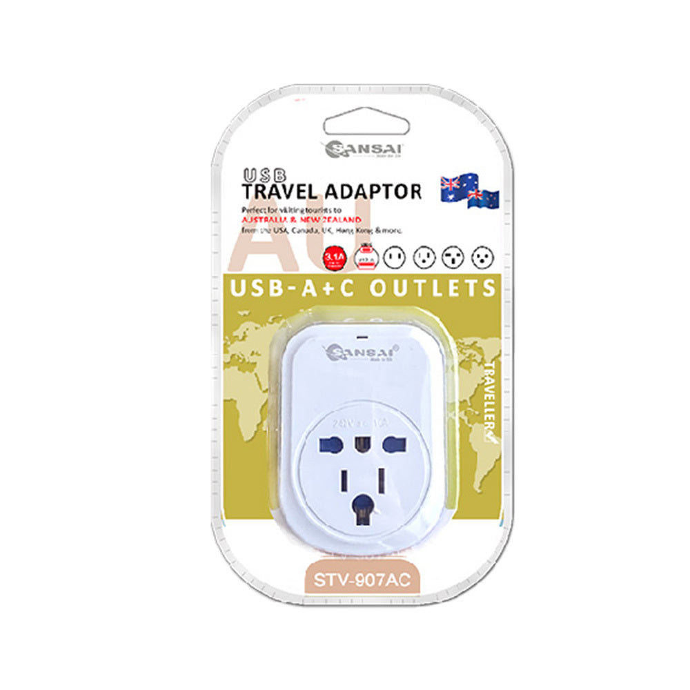 Sansai Worldwide Travel Power Adaptor Usb-c+a Uk/usa to AU/NZ Plug (3 Pack) — image 2
