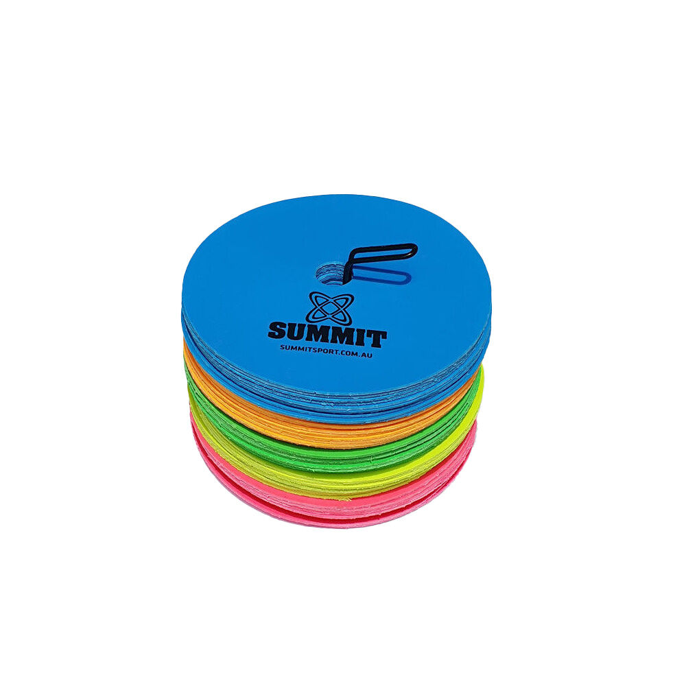 Summit Global Flat Agility Disc Rubber Marker Non-Slip 20cm Assorted (50 Pieces)