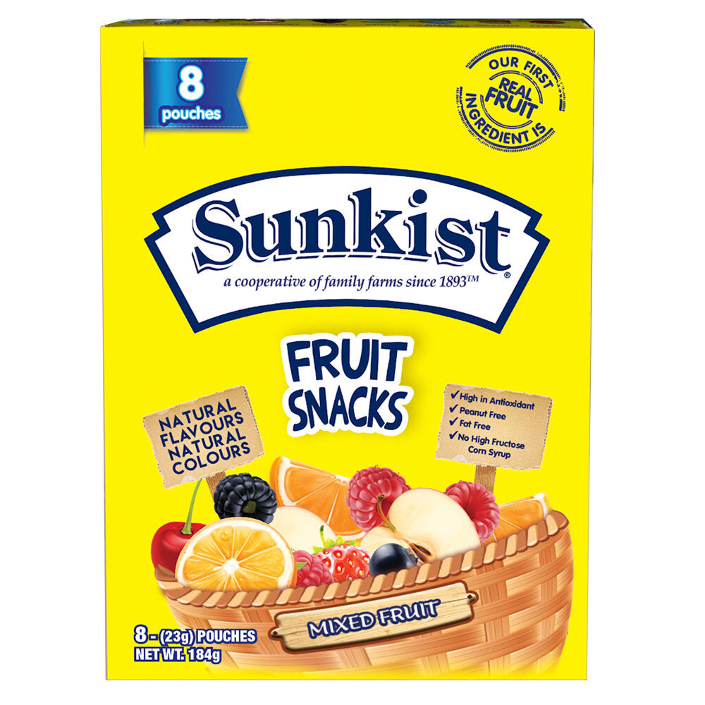 Sunkist Mixed Fruit 23g Flavour Chewy Confectionery Candy/Sweet/Lolly/Jelly (8 Pack)